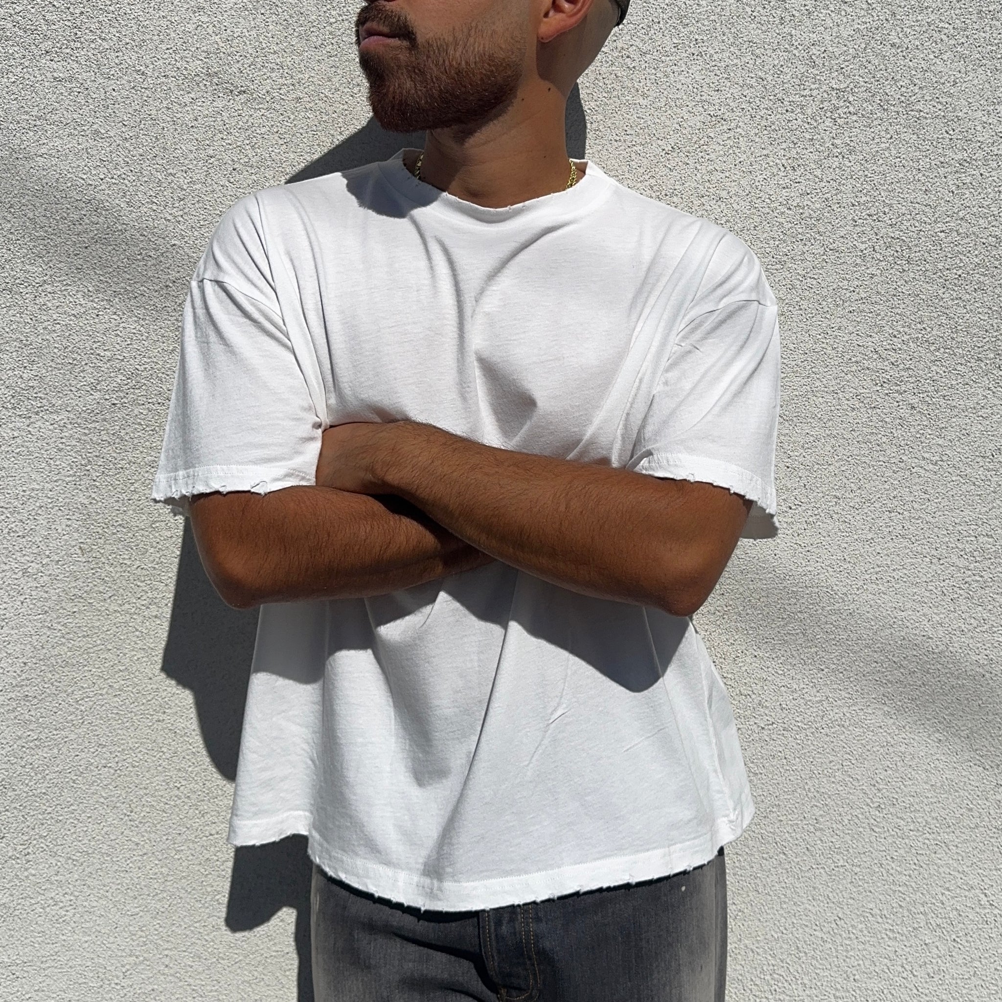 Distressed Blank Tee - Bone White