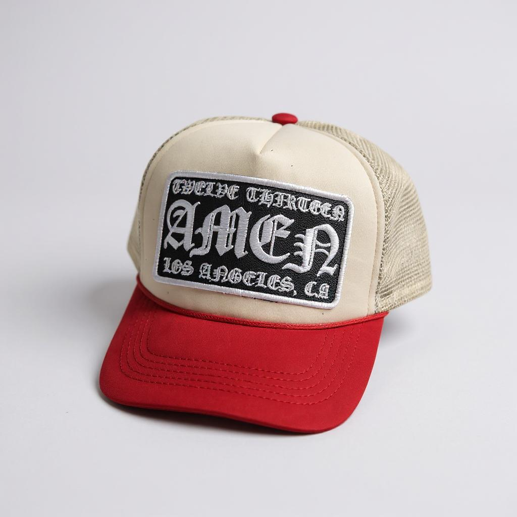 AMEN Foam Trucker - Khaki/Red